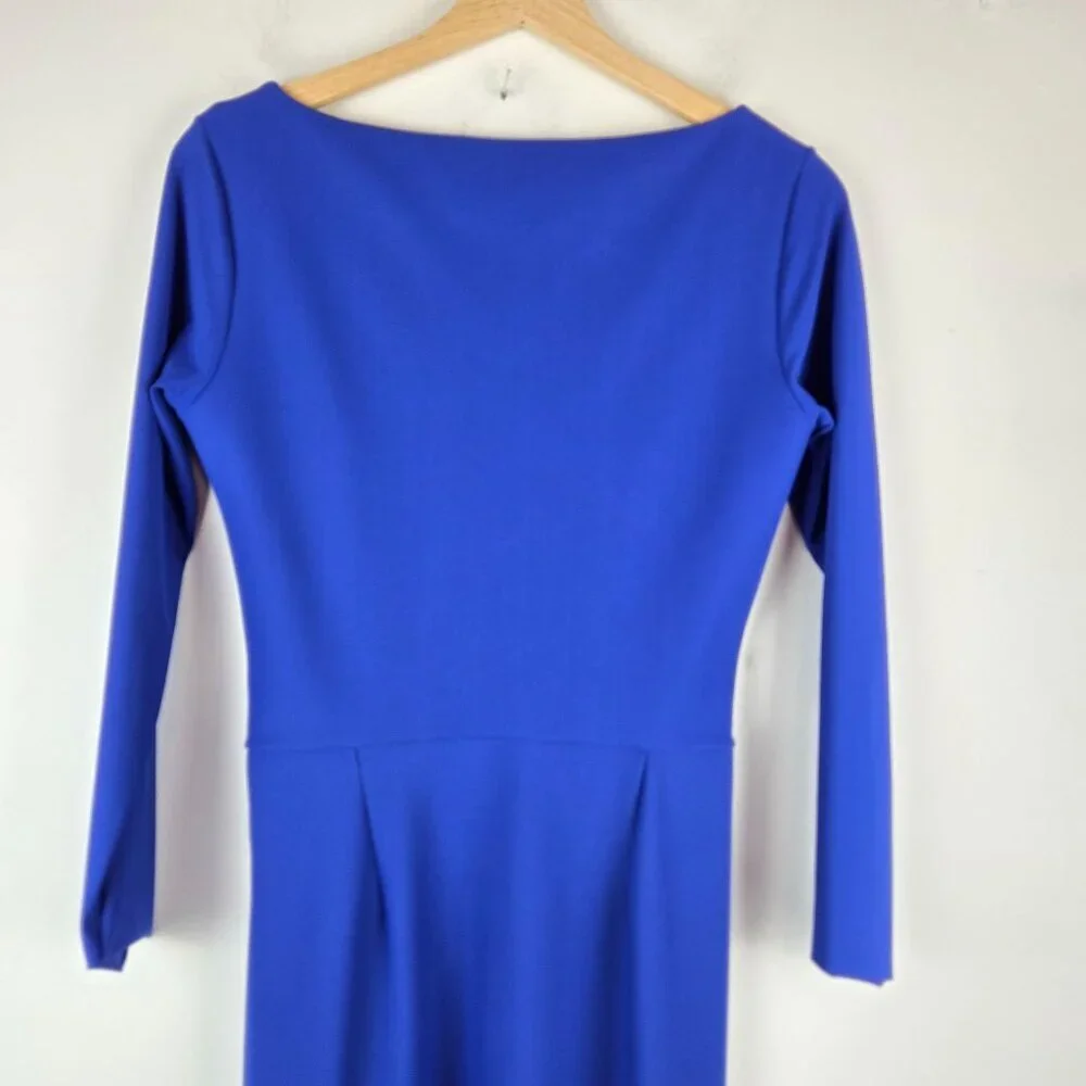 Chiara Boni Maxi Gown Womens 44 US 8 Cobalt Blue V-neck‎ Stretch Event Formal